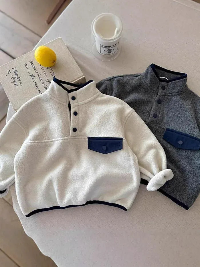 トレーナー・フーディ キッズトップス スタンドカラーフリースプルオーバー【mh0008183】