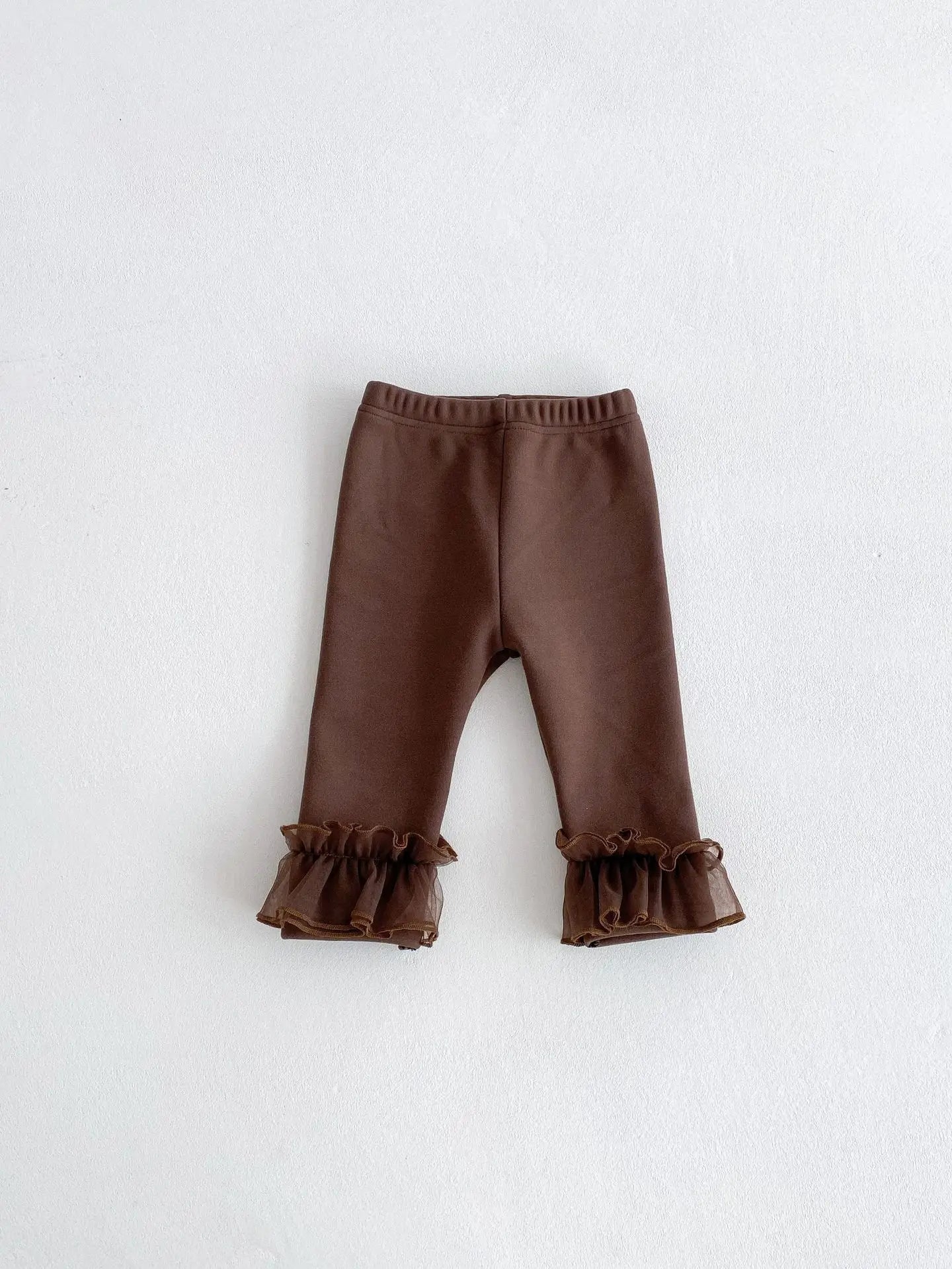 レギンスパンツ ベビーパンツ 裾フリルリボン裏フリースレギンスパンツ【mh0008204】