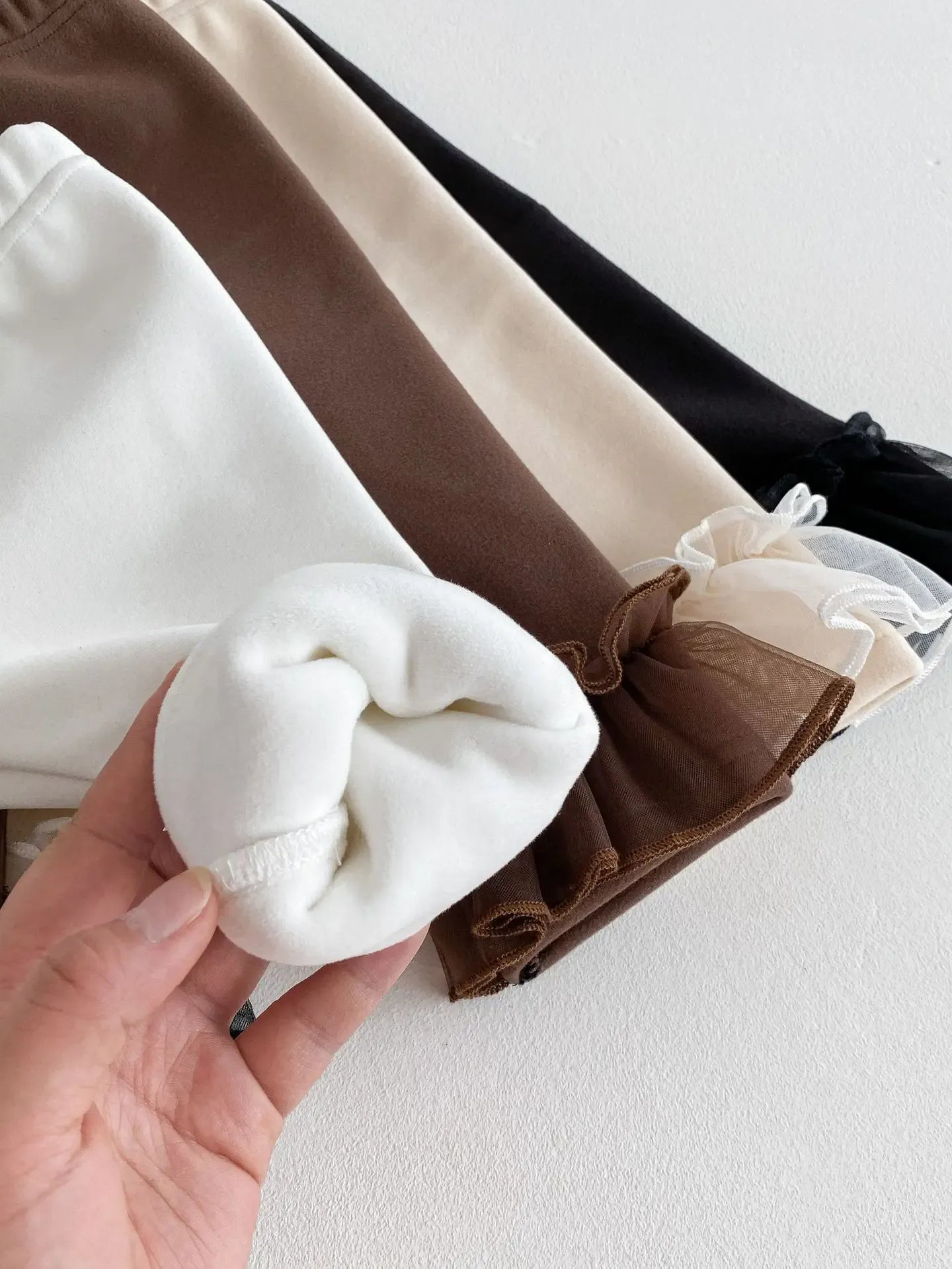 レギンスパンツ ベビーパンツ 裾フリルリボン裏フリースレギンスパンツ【mh0008204】