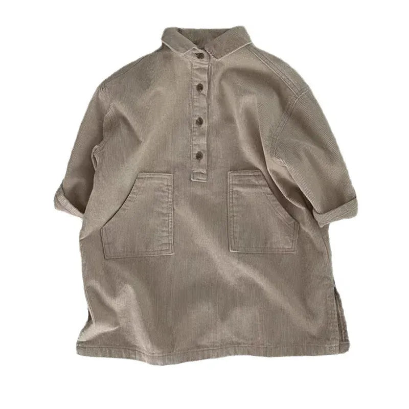 長袖ワンピース キッズワンピース コーデュロイ長袖シャツワンピース【mh0008208】