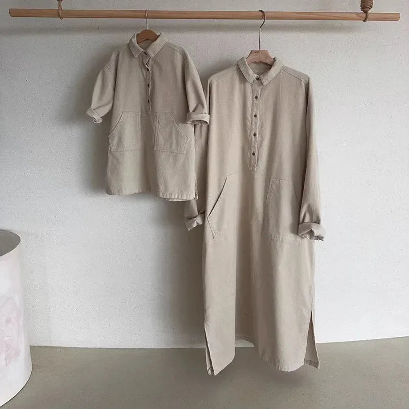 長袖ワンピース キッズワンピース コーデュロイ長袖シャツワンピース【mh0008208】