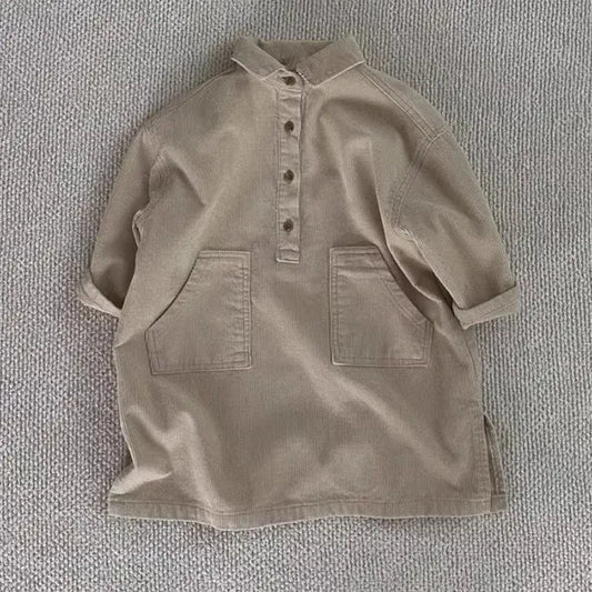 長袖ワンピース キッズワンピース コーデュロイ長袖シャツワンピース【mh0008208】