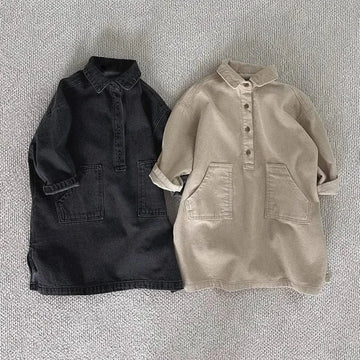 長袖ワンピース キッズワンピース コーデュロイ長袖シャツワンピース【mh0008208】