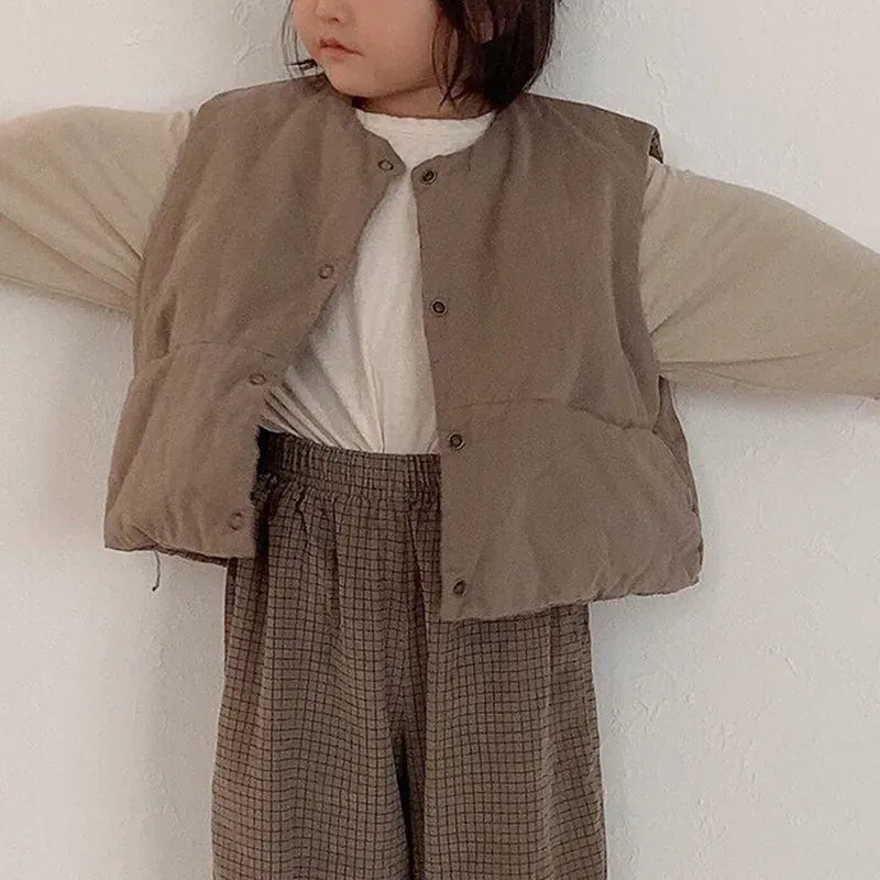 ベスト ベビーベスト チェック/無地リバーシブルパデッドアウターベスト【mh0008213】