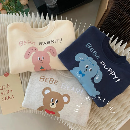 トレーナー・フーディ キッズトップス 犬ドッグパピープリント長袖スウェットシャツ【mh0008217】