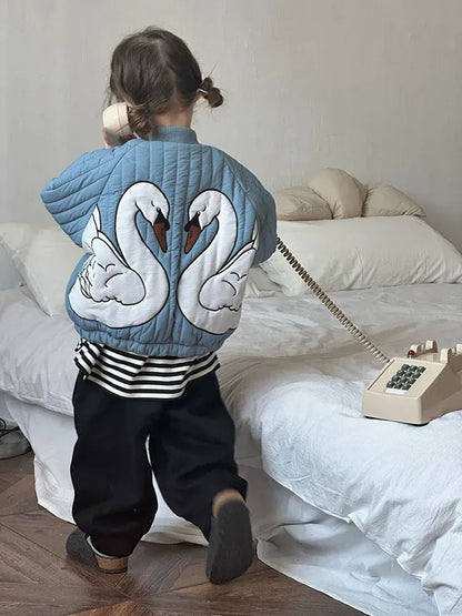 ショートコート・ジャケット・ジャンパー キッズアウター バック刺繍キルティングパデッドブルゾンジャケット【mh0008226】