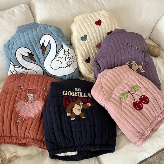 ショートコート・ジャケット・ジャンパー キッズアウター バック刺繍キルティングパデッドブルゾンジャケット【mh0008226】