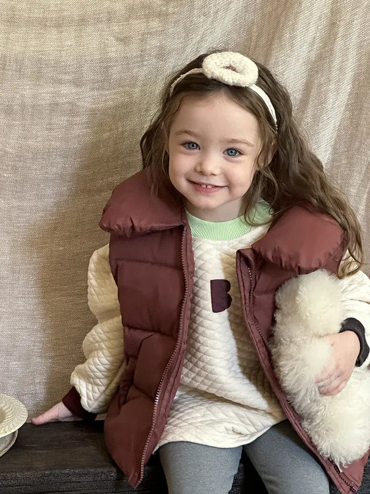 ベスト キッズベスト バック刺繍襟付きアウターベスト【mh0008228】