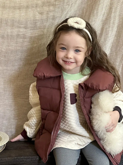 ベスト キッズベスト バック刺繍襟付きアウターベスト【mh0008228】