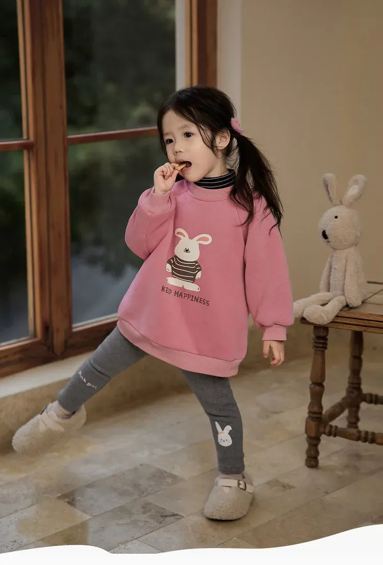 トレーナー・フーディ キッズトップス ベアくま/バニーうさぎプリント裏フリース長袖スウェットシャツ【mh0008230】