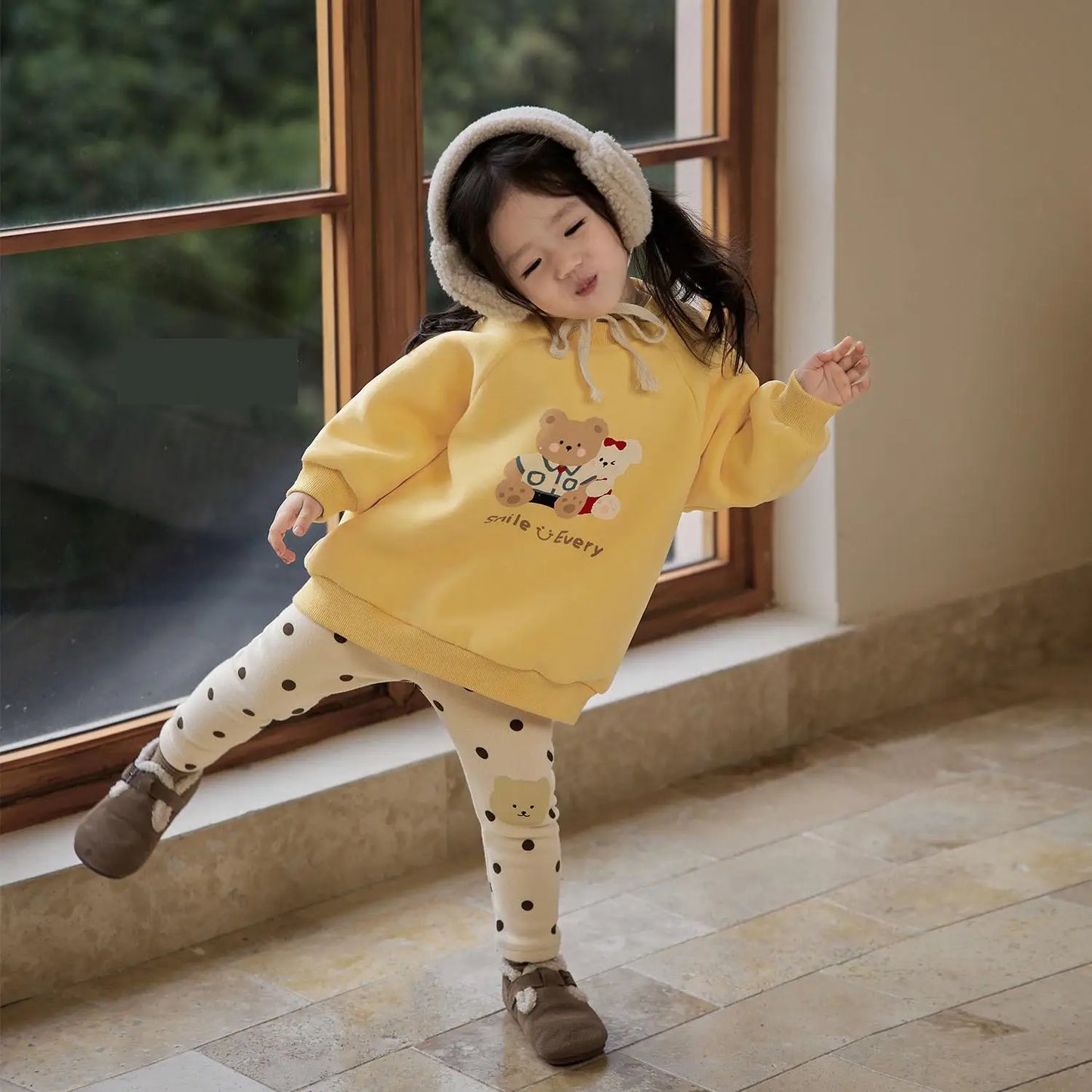 トレーナー・フーディ キッズトップス ベアくま/バニーうさぎプリント裏フリース長袖スウェットシャツ【mh0008230】