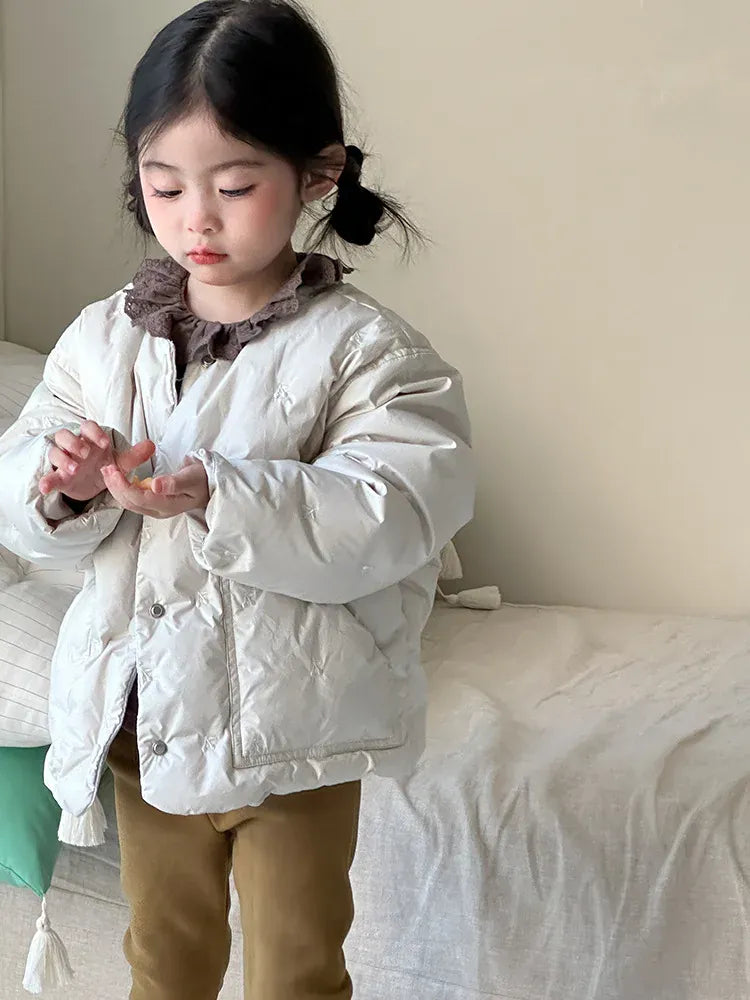 ショートコート・ジャケット・ジャンパー キッズアウター チェリー刺繍キルティングパデッドジャケットコート【mh0008236】