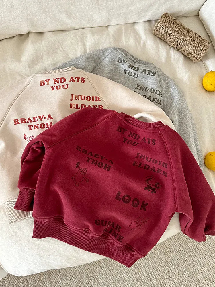 トレーナー・フーディ キッズトップス レターロゴプリント長袖スウェットトレーナー【mh0008240】