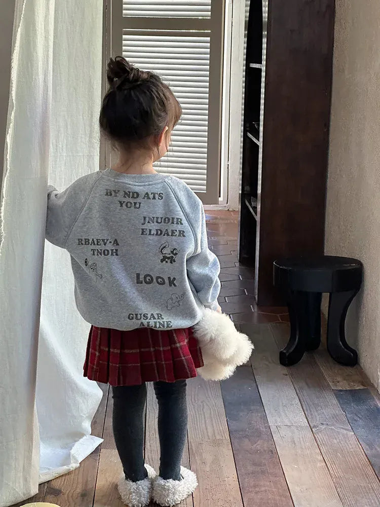 トレーナー・フーディ キッズトップス レターロゴプリント長袖スウェットトレーナー【mh0008240】