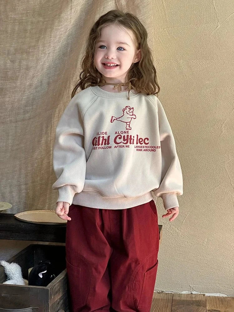 トレーナー・フーディ キッズトップス レターロゴプリント長袖スウェットトレーナー【mh0008240】