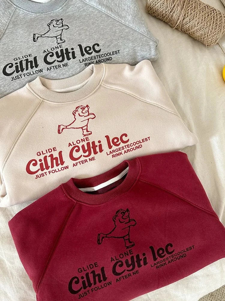 トレーナー・フーディ キッズトップス レターロゴプリント長袖スウェットトレーナー【mh0008240】