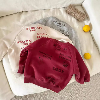 トレーナー・フーディ キッズトップス レターロゴプリント長袖スウェットトレーナー【mh0008240】