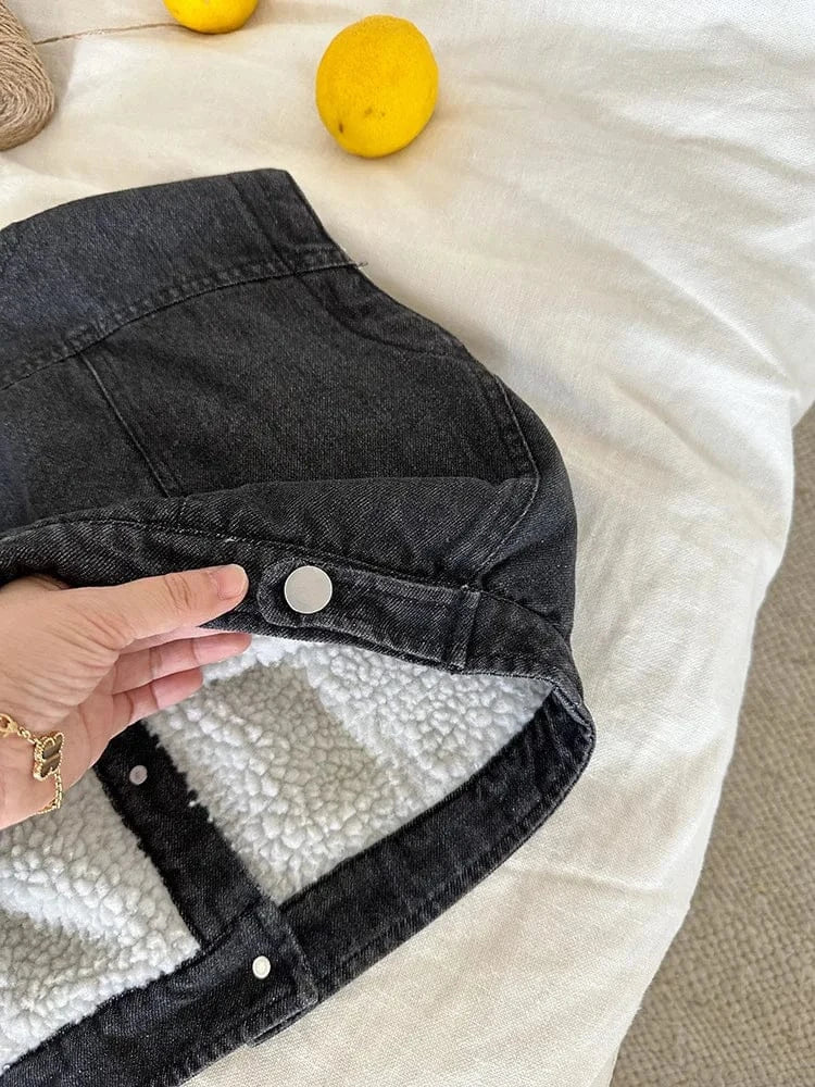 ベスト キッズベスト 裏ボアフリースデニムベスト【mh0008246】