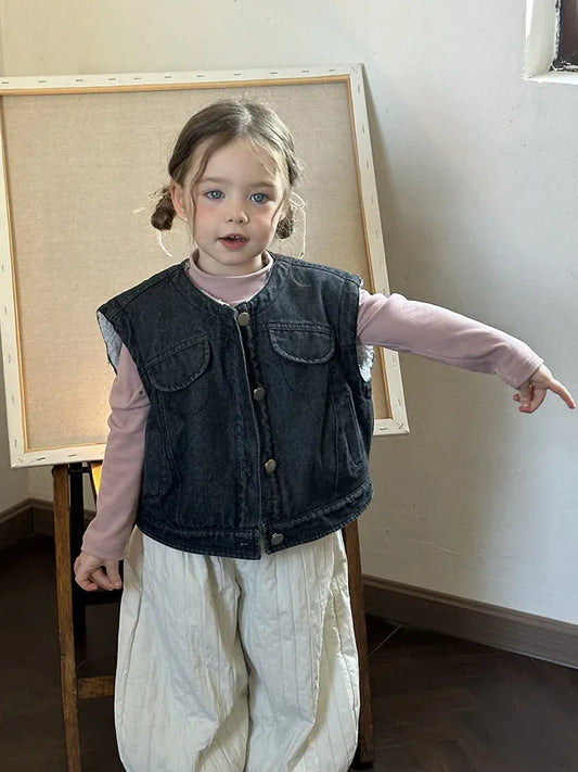 ベスト キッズベスト 裏ボアフリースデニムベスト【mh0008246】
