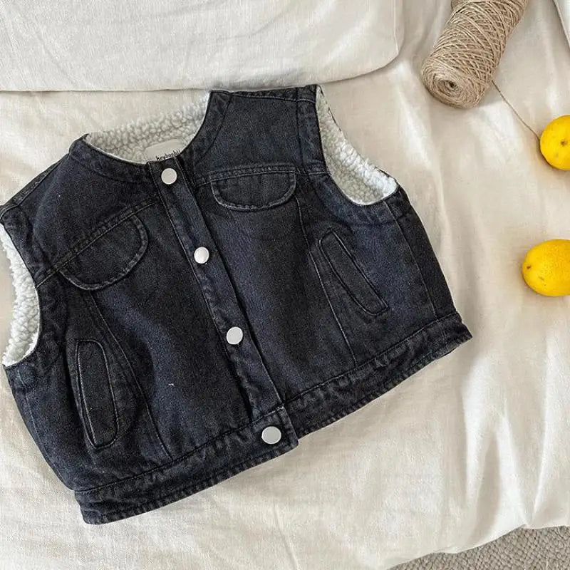 ベスト キッズベスト 裏ボアフリースデニムベスト【mh0008246】