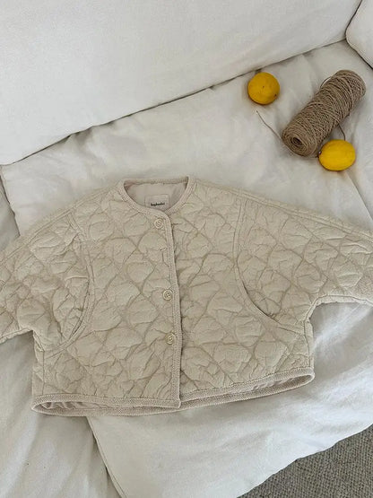 ショートコート・ジャケット・ジャンパー キッズアウター 刺繍キルティングパデッドコートジャケット【mh0008247】