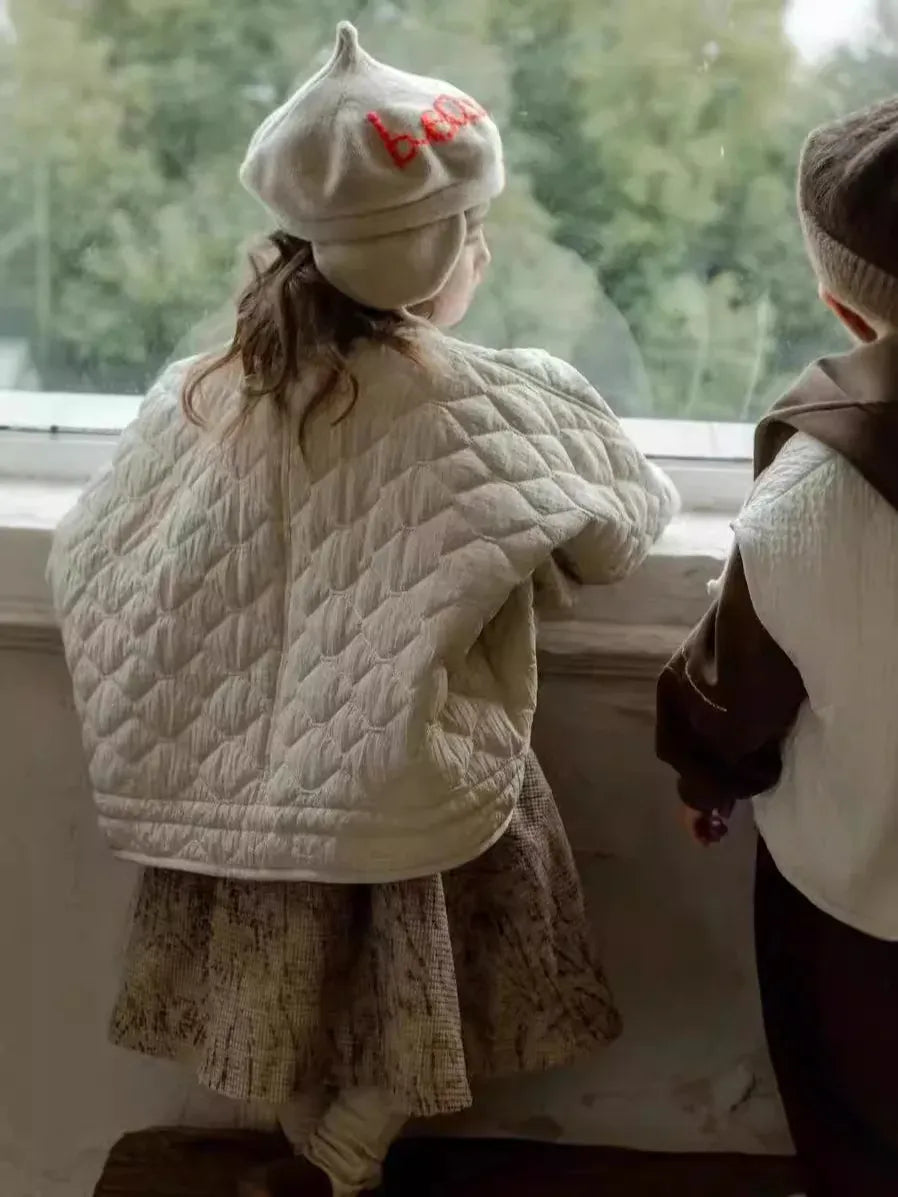 ショートコート・ジャケット・ジャンパー キッズアウター 刺繍キルティングパデッドコートジャケット【mh0008247】