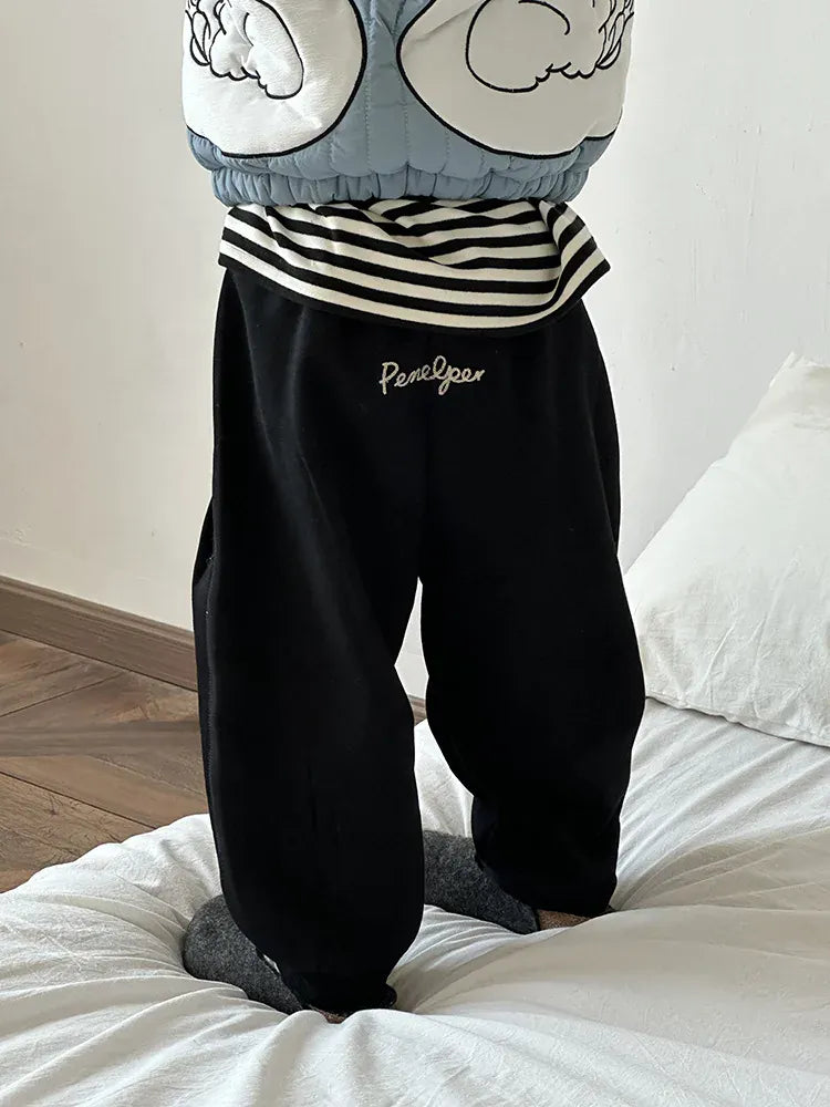 ロングパンツ・スウェットパンツ キッズパンツ バック刺繍裏フリースロングスウェットパンツ【mh0008252】