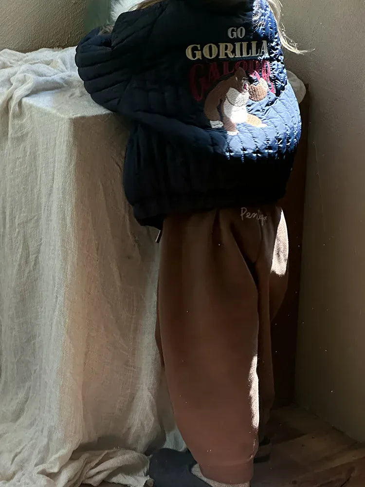 ロングパンツ・スウェットパンツ キッズパンツ バック刺繍裏フリースロングスウェットパンツ【mh0008252】