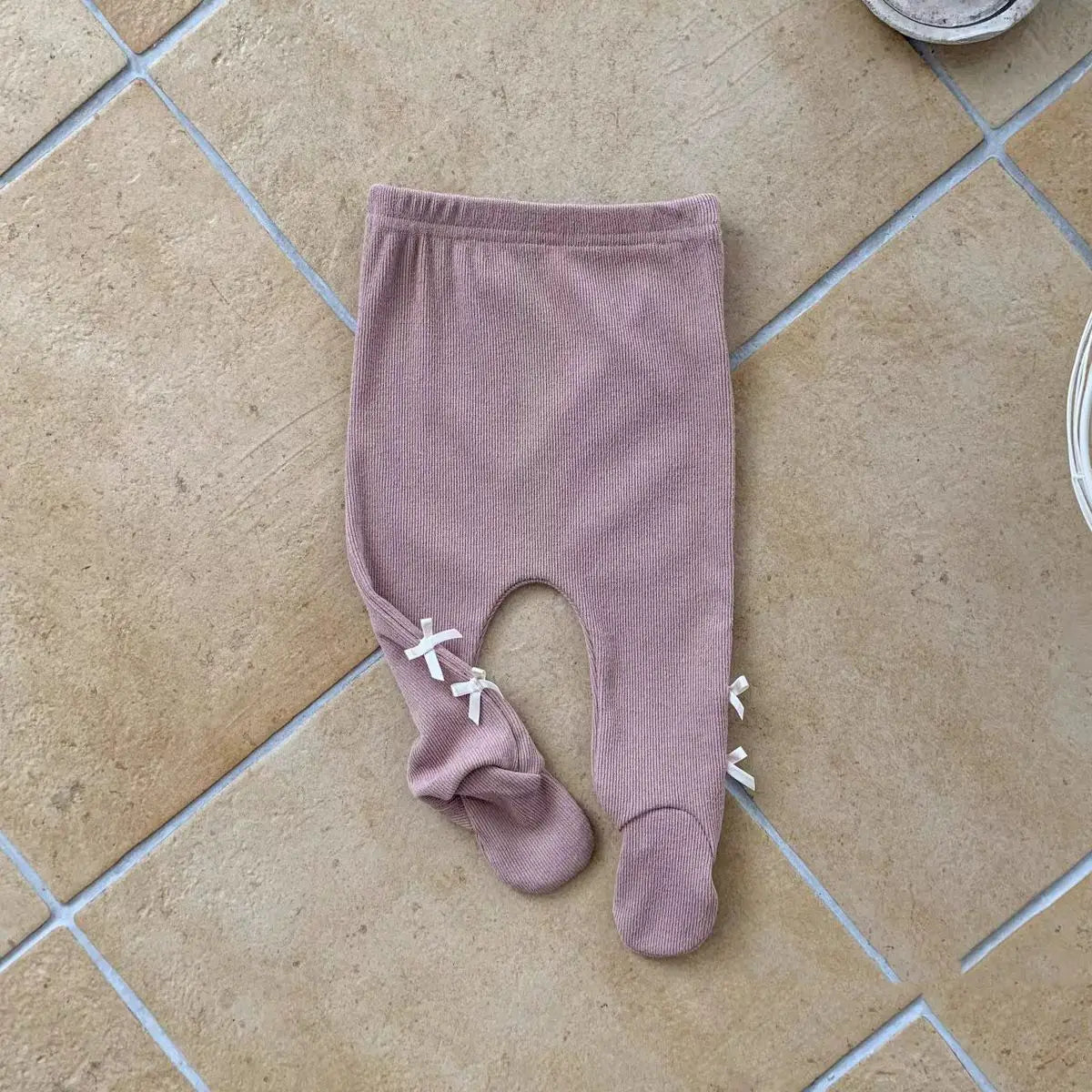 レギンスパンツ ベビーパンツ リボンアクセント足付きレギンスパンツタイツ【mh0008262】