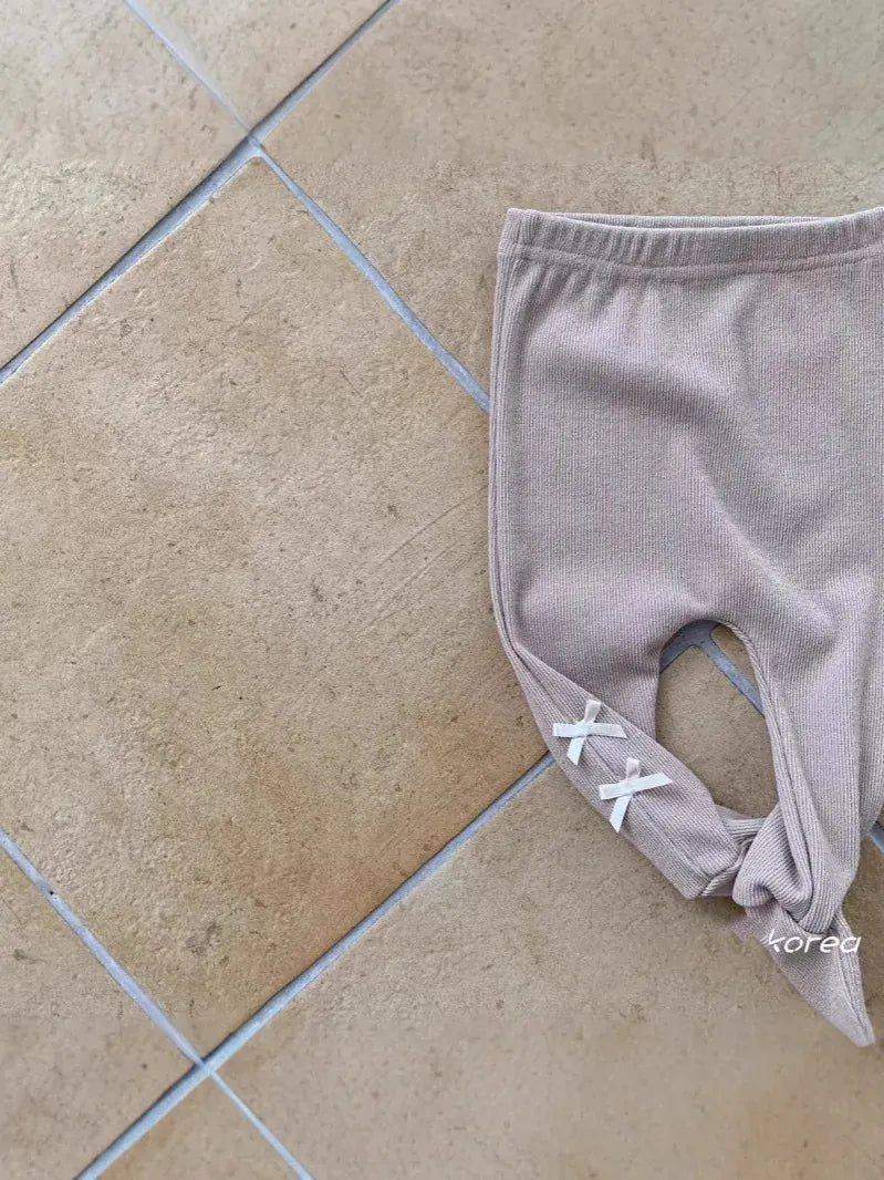 レギンスパンツ ベビーパンツ リボンアクセント足付きレギンスパンツタイツ【mh0008262】