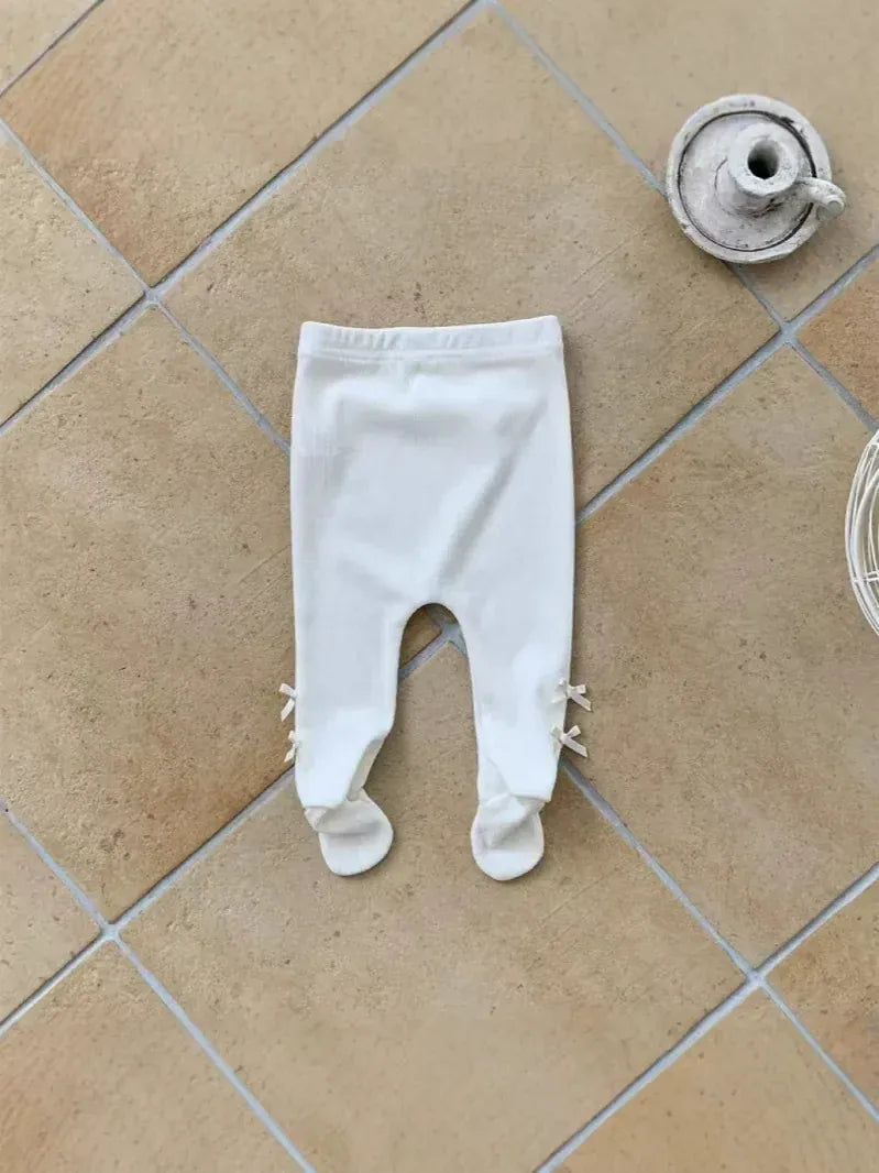 レギンスパンツ ベビーパンツ リボンアクセント足付きレギンスパンツタイツ【mh0008262】