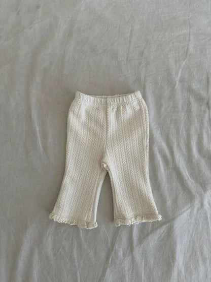 長袖セットアップ ベビートップス/パンツ レースフリル丸襟チュニックブラウス/裾レースレギンスパンツ【mh0008264】