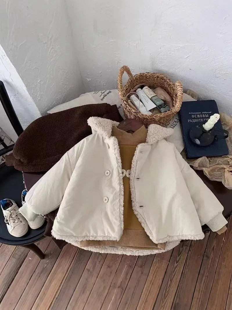 ショートコート・ジャケット・ジャンパー ベビーキッズアウター ぽんぽんフーディ裏ボアフリースコートジャケット【mh0008271】