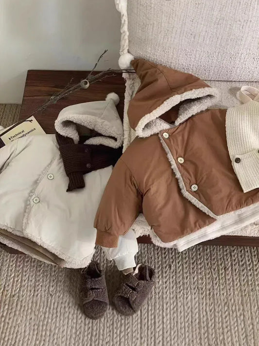 ショートコート・ジャケット・ジャンパー ベビーキッズアウター ぽんぽんフーディ裏ボアフリースコートジャケット【mh0008271】