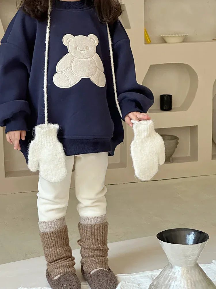 トレーナー・フーディ キッズトップス ベアくまアニマルエンボス裏フリース長袖スウェットトレーナー【mh0008300】