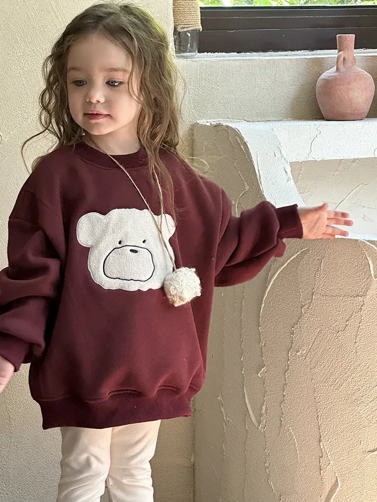 トレーナー・フーディ キッズトップス ベアくまアニマルエンボス裏フリース長袖スウェットトレーナー【mh0008300】