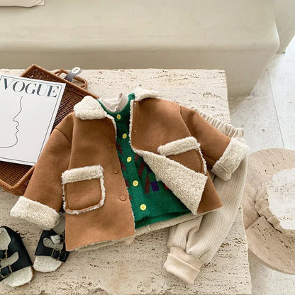 ショートコート・ジャケット・ジャンパー キッズアウター 裏ボアフリースフェイクムートンジャケットコート【mh0008353】