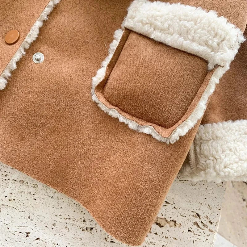 ショートコート・ジャケット・ジャンパー キッズアウター 裏ボアフリースフェイクムートンジャケットコート【mh0008353】