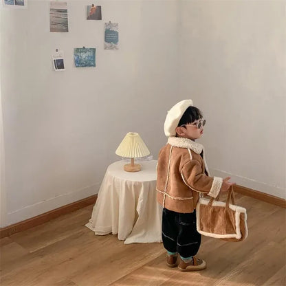 ショートコート・ジャケット・ジャンパー キッズアウター 裏ボアフリースフェイクムートンジャケットコート【mh0008353】