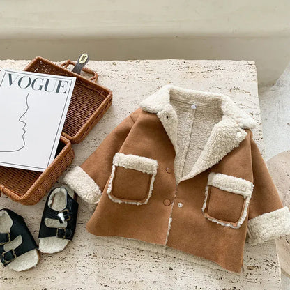 ショートコート・ジャケット・ジャンパー キッズアウター 裏ボアフリースフェイクムートンジャケットコート【mh0008353】