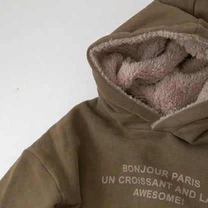 トレーナー・フーディ キッズトップス レターロゴプリントフーディ長袖スウェットパーカー【mh0008354】