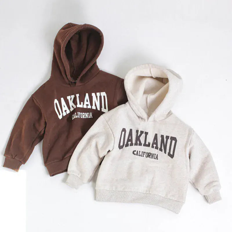 トレーナー・フーディ キッズトップス レターロゴプリントフーディ長袖スウェットパーカー【mh0008362】