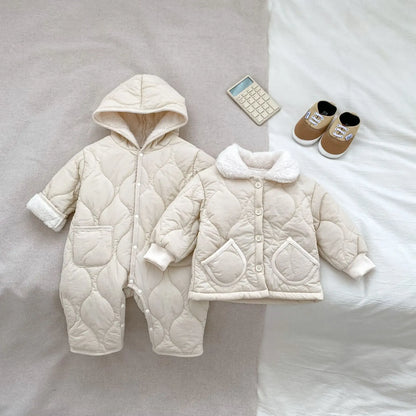 アウタージャンプスーツ ベビーアウタージャンプスーツ/キッズアウター キルティング裏ボアフリースジャケット/ロンパース リンクコーデ 兄弟姉妹 お揃いコーデ【mh0008366】