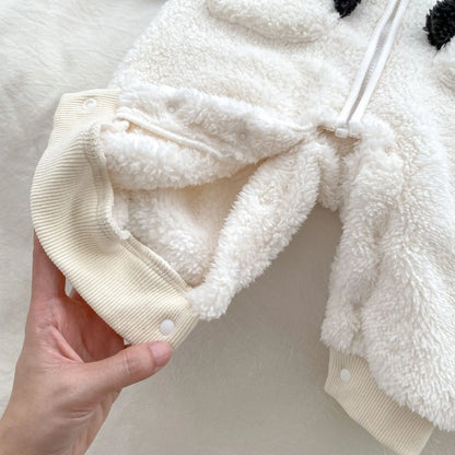 アウタージャンプスーツ ベビージャンプスーツ パンダフーディジップアップ長袖ロンパース【mh0008367】