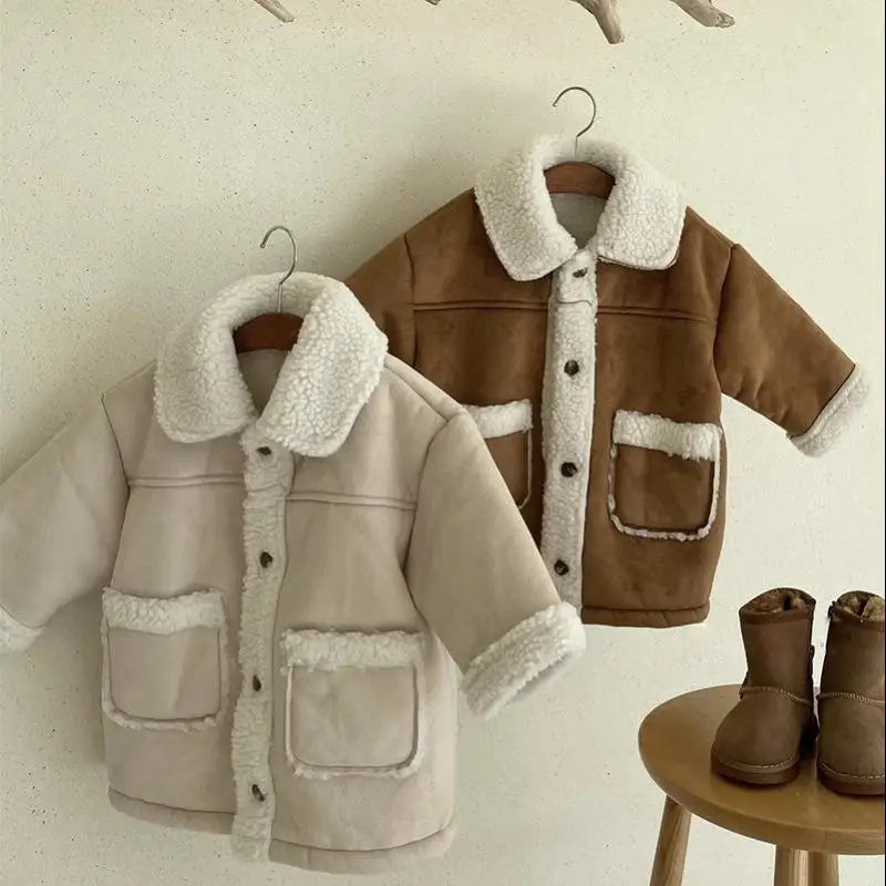 ショートコート・ジャケット・ジャンパー キッズアウター 裏ボアフリースフェイクムートンジャケットコート【mh0008370】