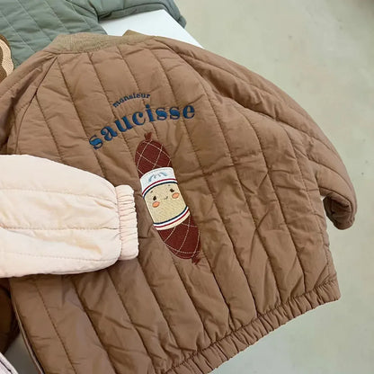 ショートコート・ジャケット・ジャンパー ベビーキッズアウター バック刺繍キルティングブルゾンジャケット【mh0008375】