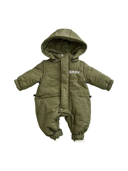 アウタージャンプスーツ ベビーアウタージャンプスーツ ロゴプリントフーディ防寒長袖ロンパース【mh0008382】
