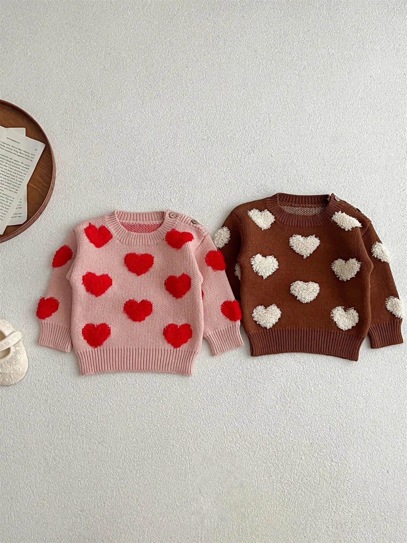 ニット・セーター ベビートップス ハート柄ニット長袖セーター【mh0008383】