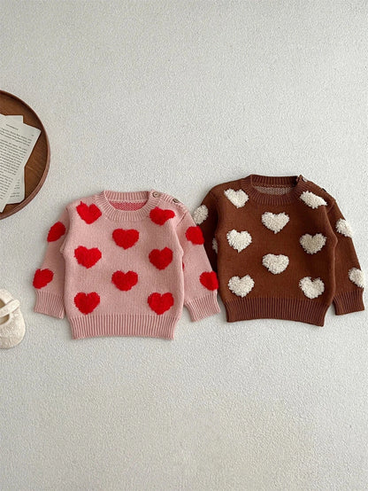ニット・セーター ベビートップス ハート柄ニット長袖セーター【mh0008383】