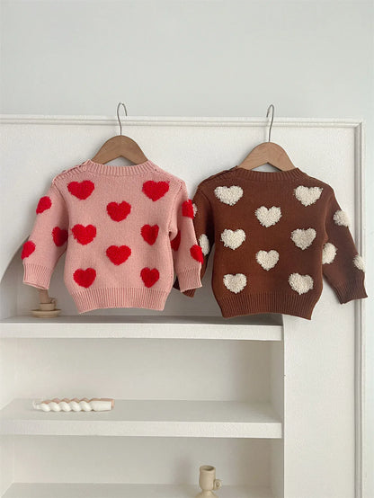 ニット・セーター ベビートップス ハート柄ニット長袖セーター【mh0008383】